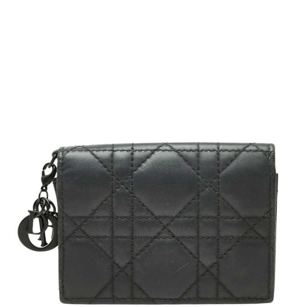 Christian Dior Dior Cannage Lady Bloom Business Card Holder/Card Case, Black ...